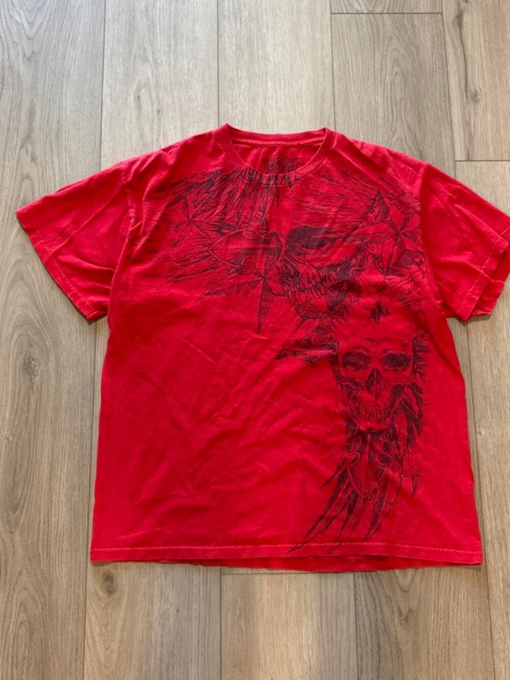 Vintage Y2K MMA Elite Skull Wings T-Shirt Mens L